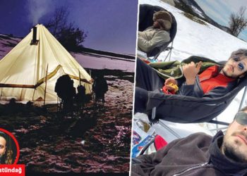 Kubilay Aka’nın kamp hayatı… Soğukta köylüler yardımına koşmuş