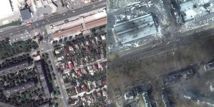 Mariupol’ün öncesi ve sonrası: Fotoğraflar kentteki yıkımın boyutunu gösteriyor