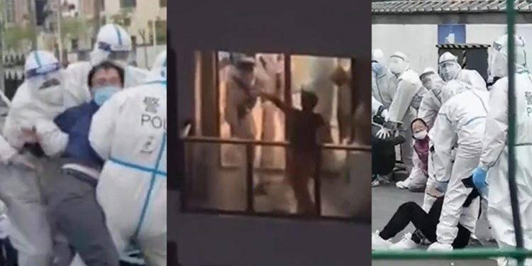 İnanılmaz imajlar… Şangay’da ‘Kovid çatışması’