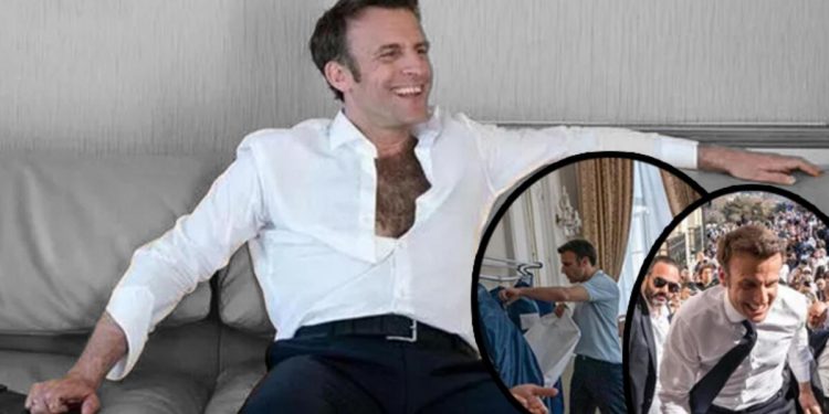 Toplumsal medya bu pozları konuşuyor… Macron hangi maço erkeği taklit ediyor?