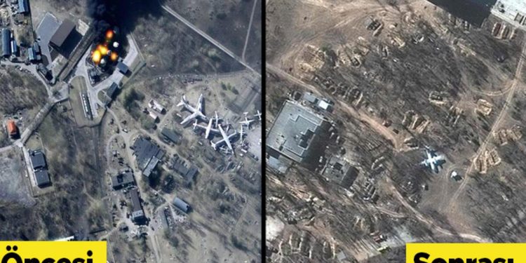 Uydu imajları doğruladı! Ruslar Antonov Havalimanı’ndan çekildi…