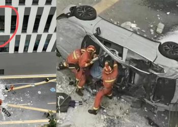 Çin’de akılalmaz kaza… Elektrikli araba üçüncü kattan düştü, 2 kişi öldü!