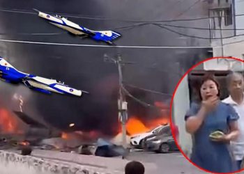 Çin’de büyük panik! Savaş jeti meskenlerin üzerine düştü