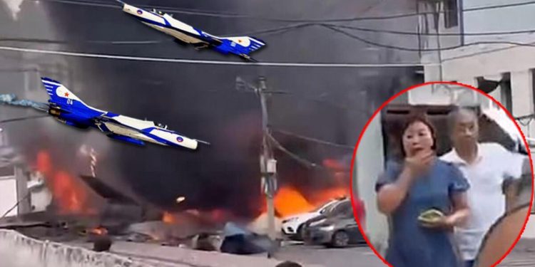 Çin’de büyük panik! Savaş jeti meskenlerin üzerine düştü