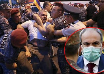 Ermenistan karıştı… Paşinyan’ın konutuna yürümek isteyen protestoculara sert müdahale!