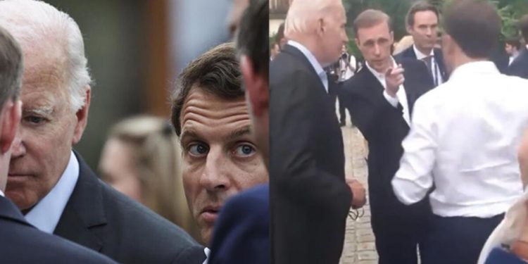 Macron Biden’a makus haberi verirken kameralara yakalandı! Jake Sullivan ortaya girdi fakat olmadı…