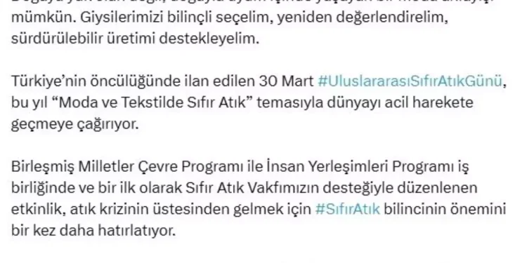 UNEP’ten Memleketler arası Sıfır Atık Günü’nde moda ve dokumacılıkta sıfır atık sağrısı