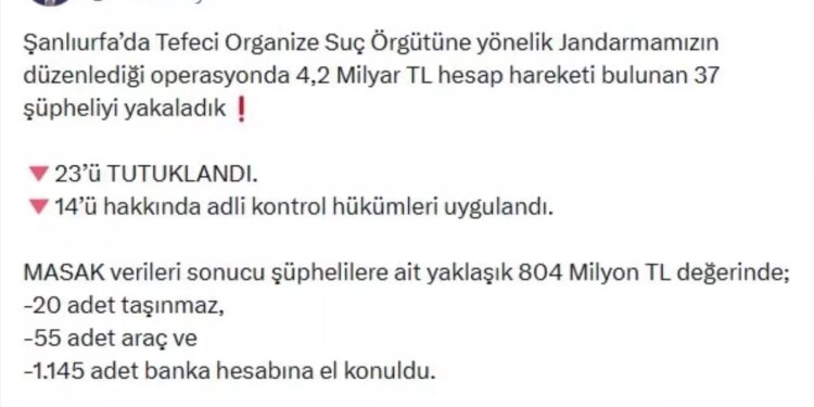 Şanlıurfa’da Tefeci Çeteye Büyük Darbe